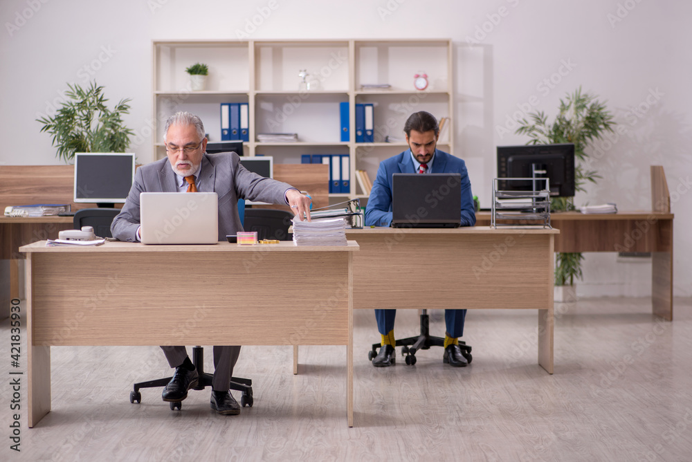 Two male employees working in the office