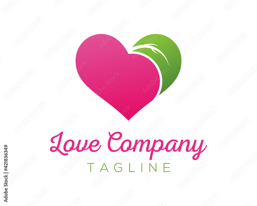Love Leaf logo designs vector template