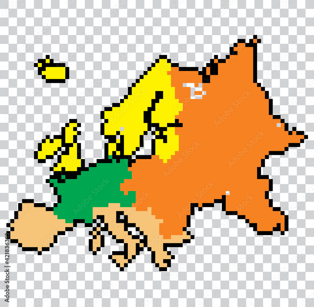 continent of europe pixel art with png backgrounds