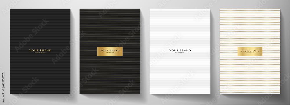 Modern black, white cover design set. Creative abstract with horizontal