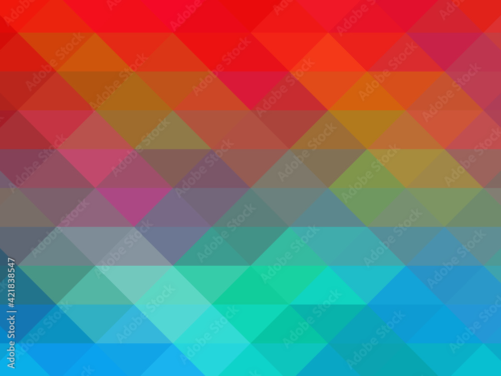 Triangular pixelation. Multi-colored pixel background. The texture consisting of multi-colored triangles.