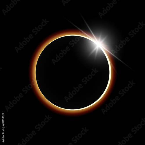 Sun eclipse vector illustration background with highlight photo