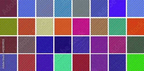 set of patterns with multi-colored stripes located diagonally. 