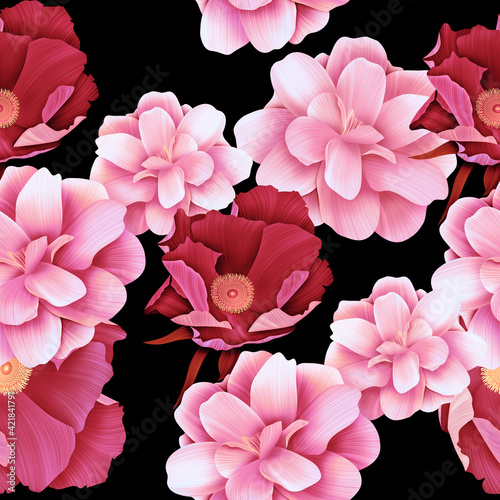 Wild Roses Seamless Pattern