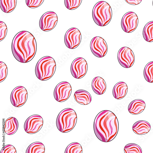 Happy Easter. Seamless pattern with the image of a colored Easter egg. Vector illustration.