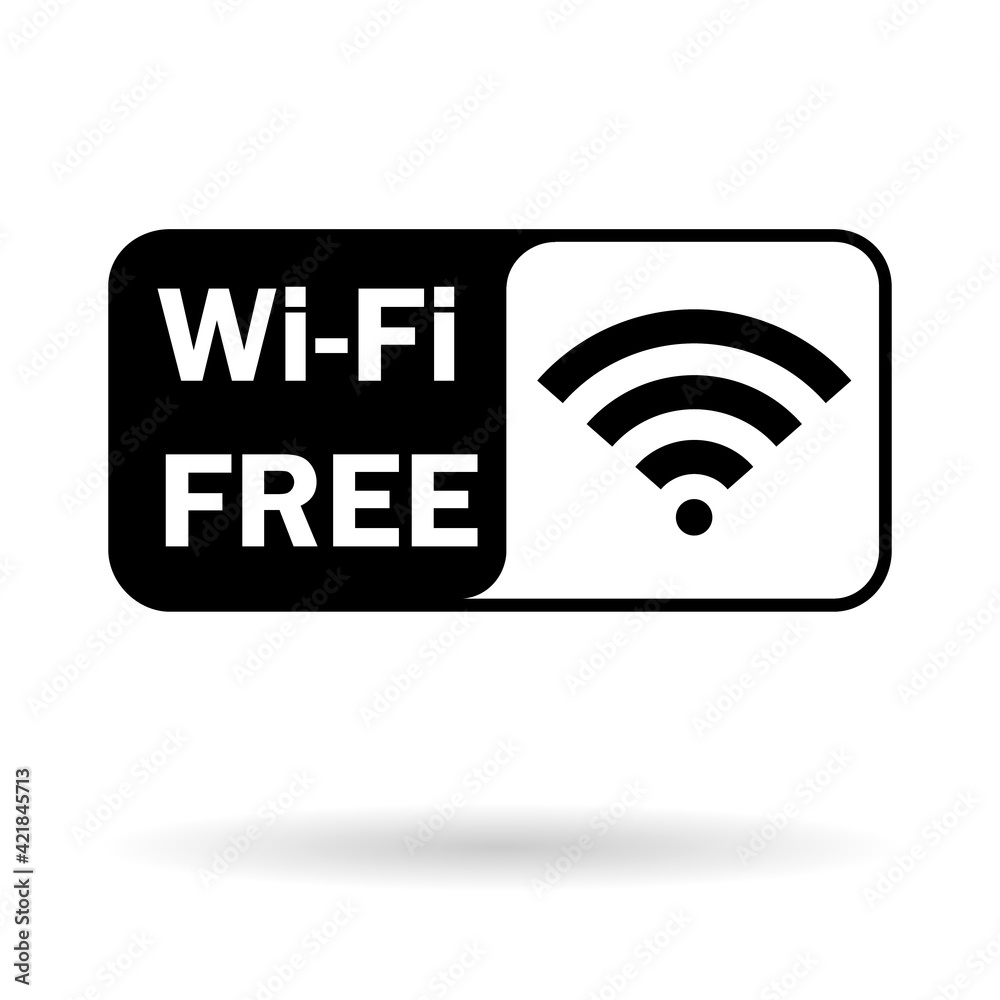Wi-fi free internet, web wifi signal with shadow vector. Mobile website connection isolated on white background Wi-fi free internet, web wifi signal with shadow vector. Mobile website connection isolated on white background