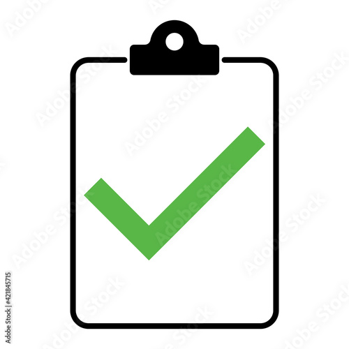Check list , checklist flat web icon isolated on white background. Mark symbol, document report test, vector illustration