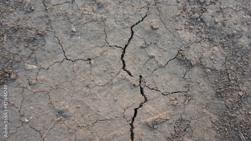 Dry soil surface with sand cracked and drought. Texture background
