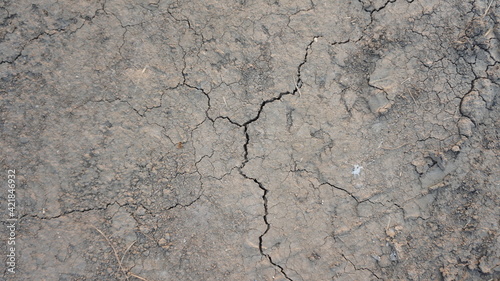 Dry soil surface with sand cracked and drought. Texture background
