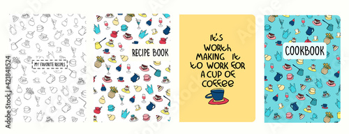Cover page vector templates for dessert recipes books. Based on seamless patterns. Headers isolated and replaceable