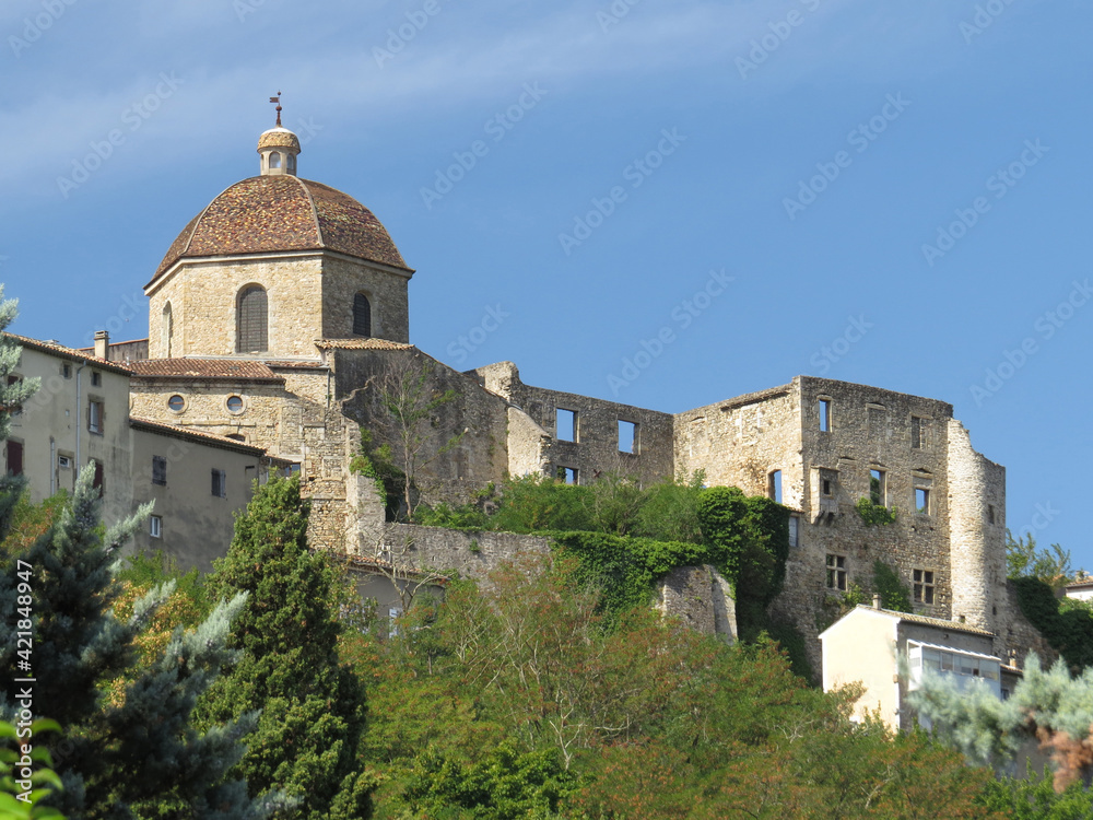 Panoramic view of the Dôme Saint-Benoît, Aubenas, Ardèche, Provence, France