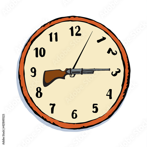 Waste time. The symbolic concept. Vector drawing