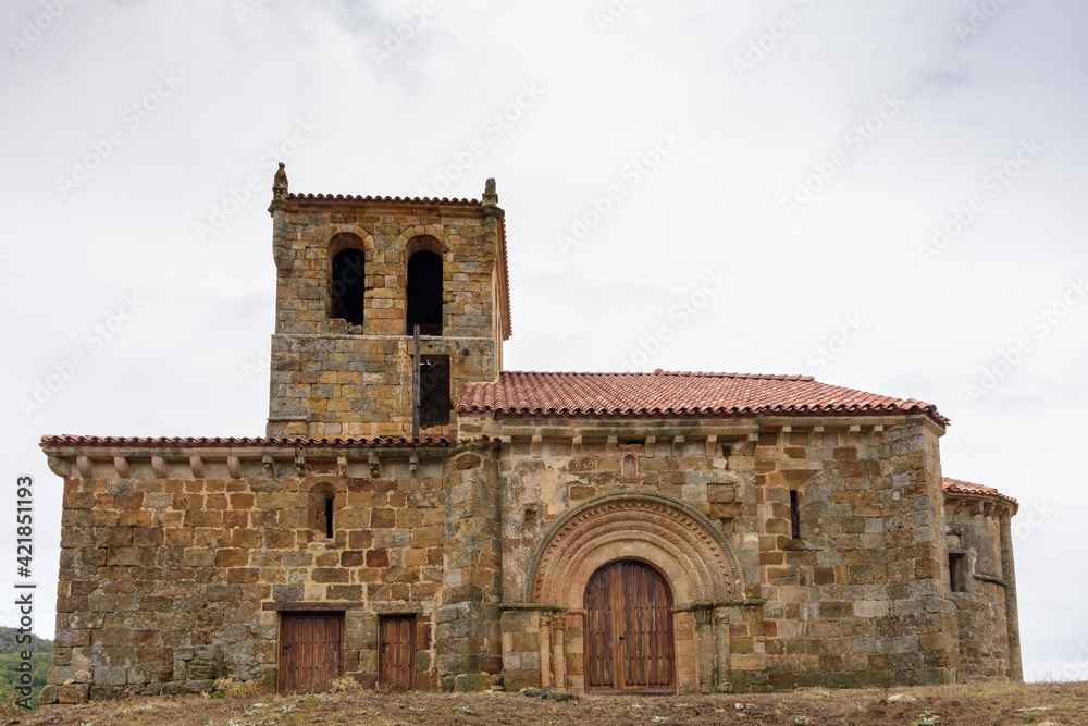 Church of San Clemente, Huidobro. Romanesque temple of the XII century. Burgos, Castilla y Leon, Spain