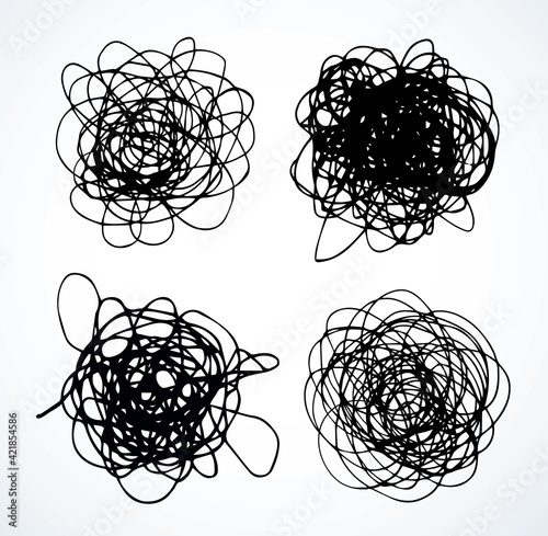 Unravel the tangled tangle. Vector drawing