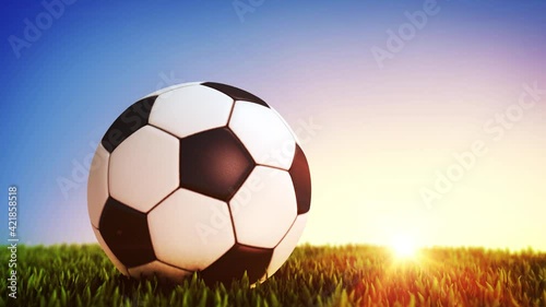 Soccer Ball On Field Stadium green grass Background 4K video
