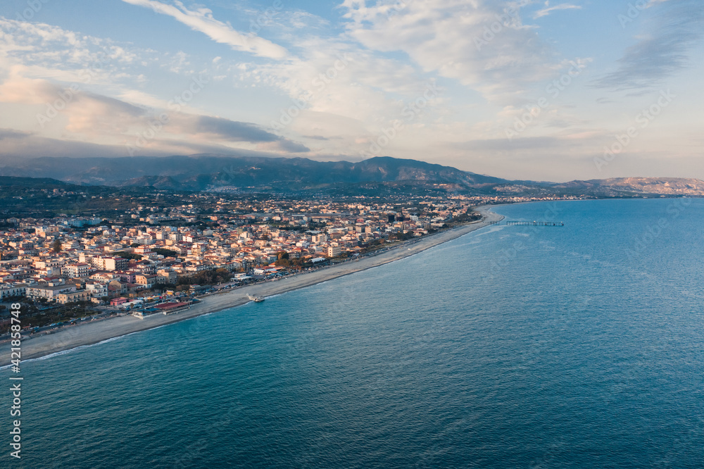 Aerial view of the city of Siderno. Calabria Italy