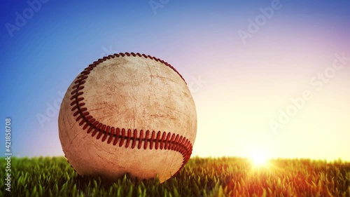 Baseball Game Ball On Field Stadium light Background