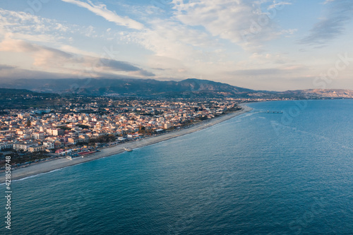 Aerial view of the city of Siderno. Calabria Italy