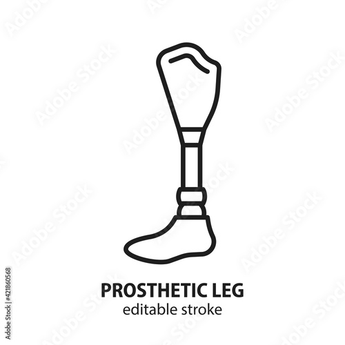 Prosthetic leg icon. Modern exoskeleton vector sign. Editable stroke.