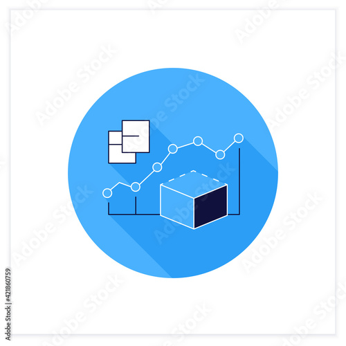 Predictive modeling flat icon. Process that uses data and statistics to predict outcomes with data models. Customer data concept.Vector illustration