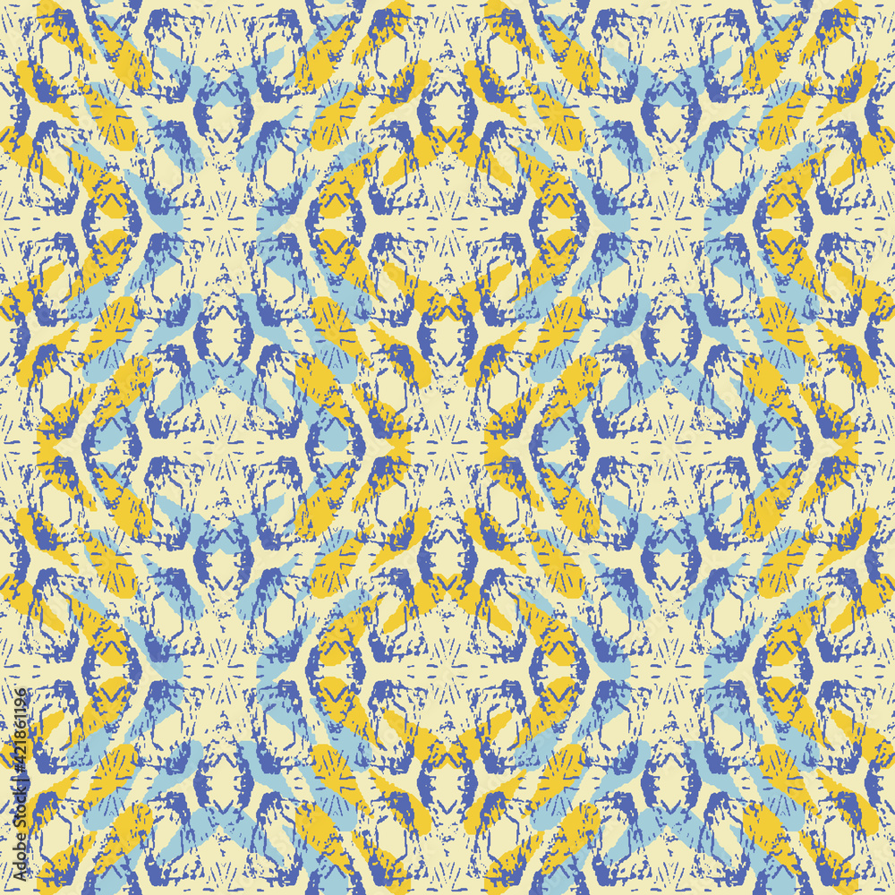 yellow and blue seamless vector geometric pattern