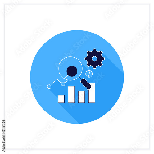 Measurement analytics flat icon. Combines measurement science and validity theory, using digital big data and analytical techniques. Customer data concept.Vector illustration