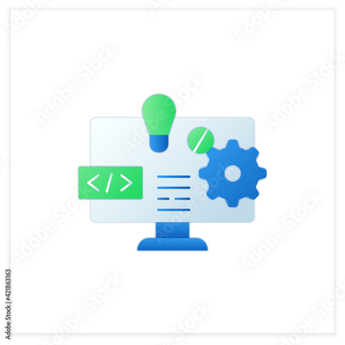 Software platform flat icon. Programming environment. Platform for creating new operating systems. New idea. Digitalization concept. 3d vector illustration