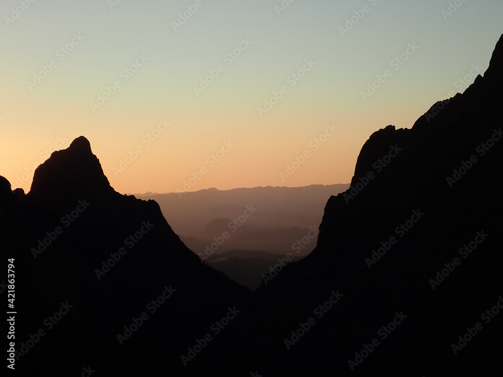 Mountain silhouette in the sunset