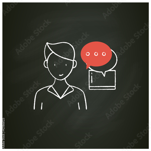 Instant messaging chalk icon. Momentary messaging on social networks. Contactless communication. Information overload concept. Isolated vector illustration on chalkboard