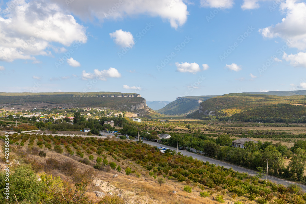 Landscape of central Crimea. Mountains and canyon. Summer landscape.