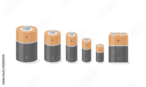 Alkaline Batteries icons isolated on white background. Battery icons templates. Trendy flat graphic design. Vector illustration