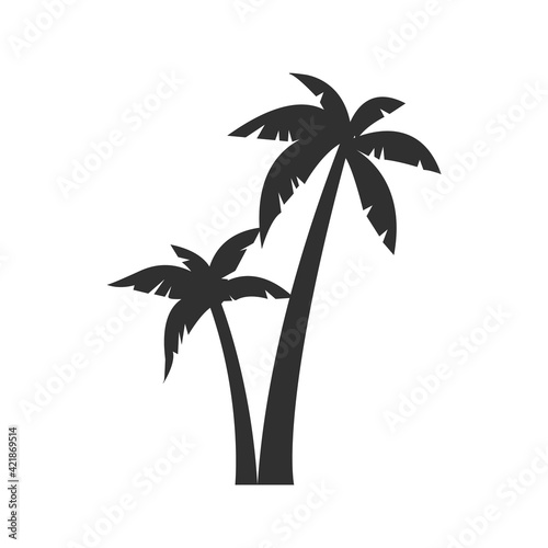 Palm tree icon. Palm tree silhouette isolated on this background. Beach, Coconut, Tropical icon. Vector illustration