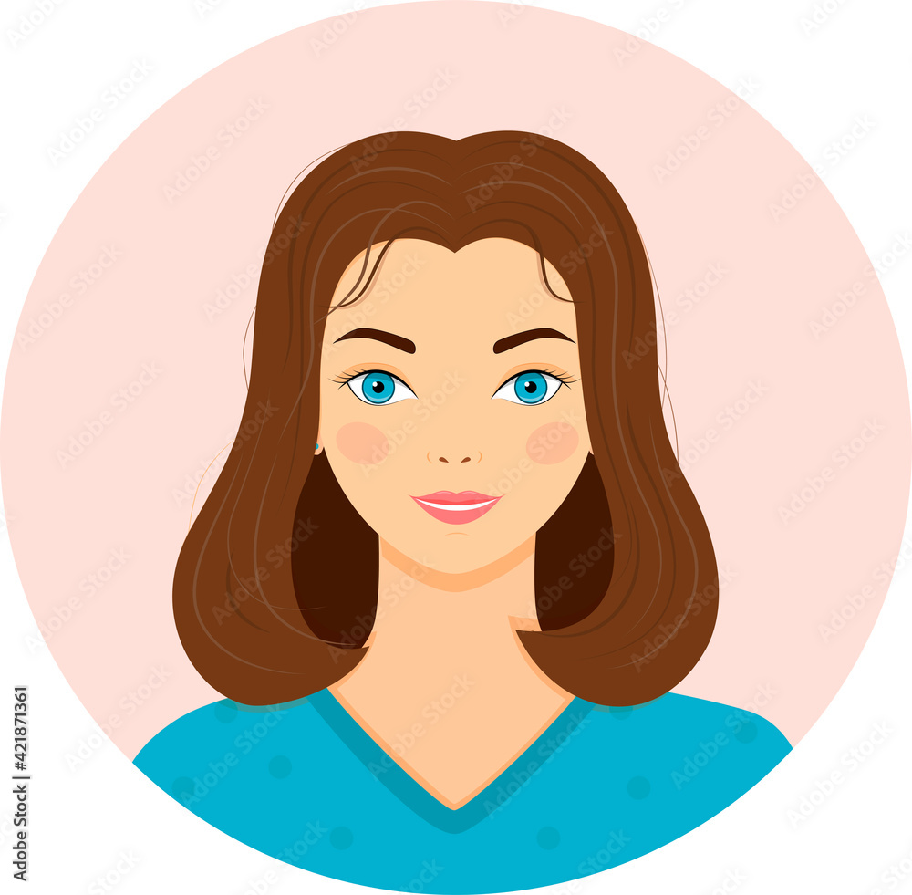 Portrait of a girl with red hair on a blue background. Portrait of a girl with red hair on a blue background.