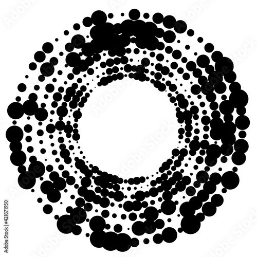 Design elements symbol Editable color halftone frame dot circle pattern on white background. Vector illustration eps 10 frame with black random dots. Round border Icon using halftone circle dots textu