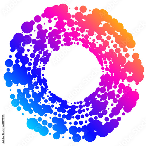 Design elements symbol Editable color halftone frame dot circle pattern on white background. Vector illustration eps 10 frame with black random dots. Round border Icon using halftone circle dots textu