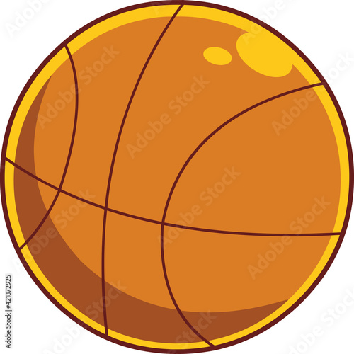 Cartoon Basketball Ball. Vector Hand Drawn Illustration Isolated On Transparent Background