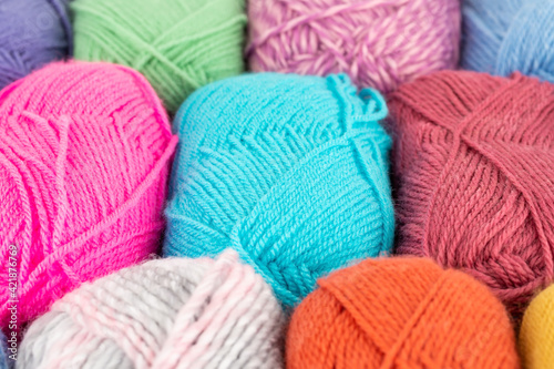 Stack of knitting yarn clews
