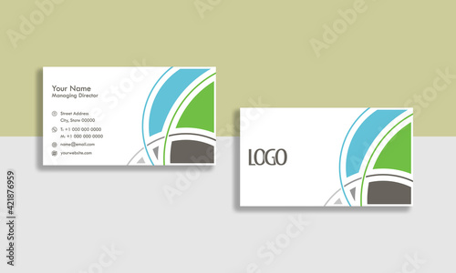 business card with geometrical design, abstract business card, circles, clean, visiting card, name card, modern, elegant