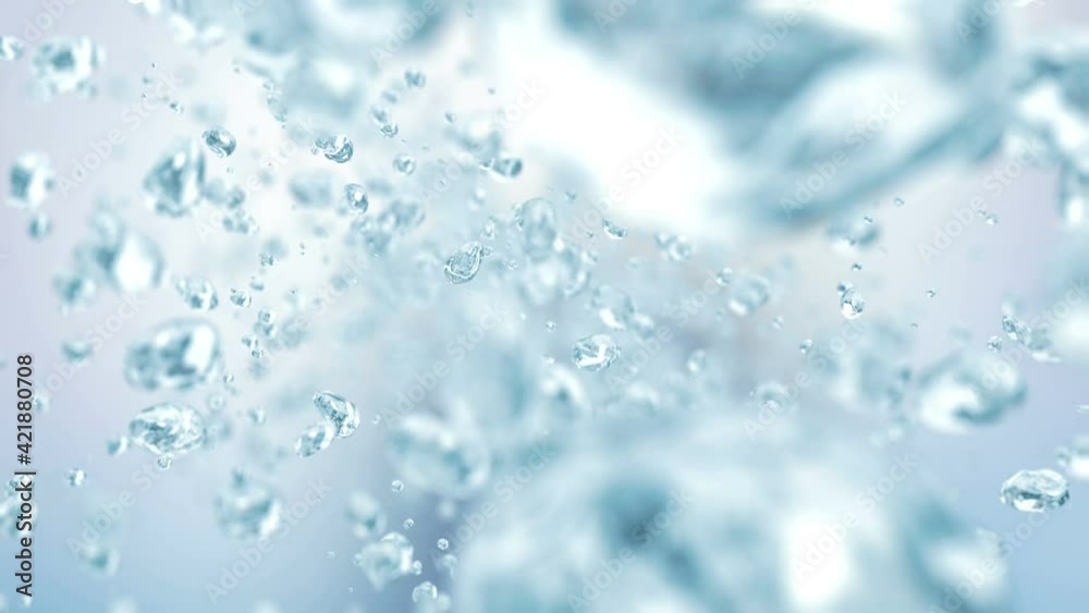 Water bubbles flying in super slow motion 4K