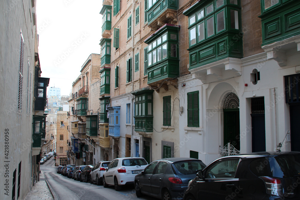 street and residential buildings in valletta in malta