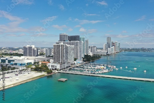 Aerial view of waterfront buildings on Intracoastal Waterway in Miami Florida. © Francisco