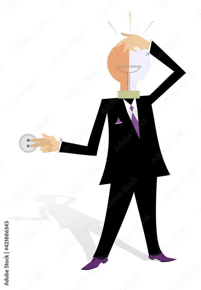 Creative illustration concept with men, lamp and charging source illustration
Creative illustration concept with men, lamp and charging source illustration
