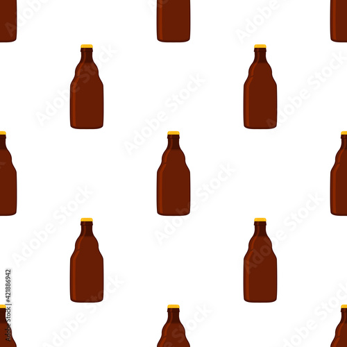 Illustration on theme seamless beer glass bottles with lid for brewery