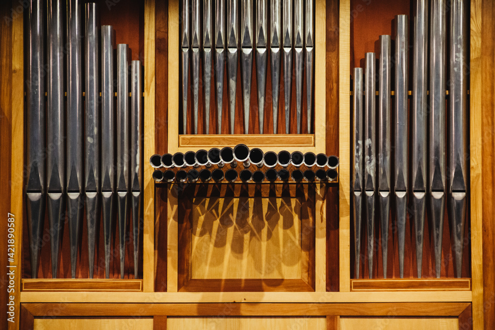 Detail of pipes of a professional organ