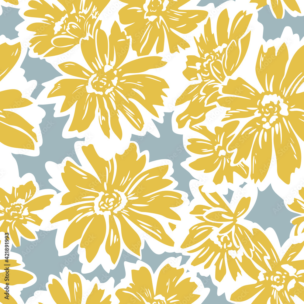 Floral seamless pattern. Hand drawn large flower buds. Flower silhouettes. Botanical background. Summer garden texture. Floral seamless pattern. Hand drawn large flower buds. Flower silhouettes. Botanical background. Summer garden texture.