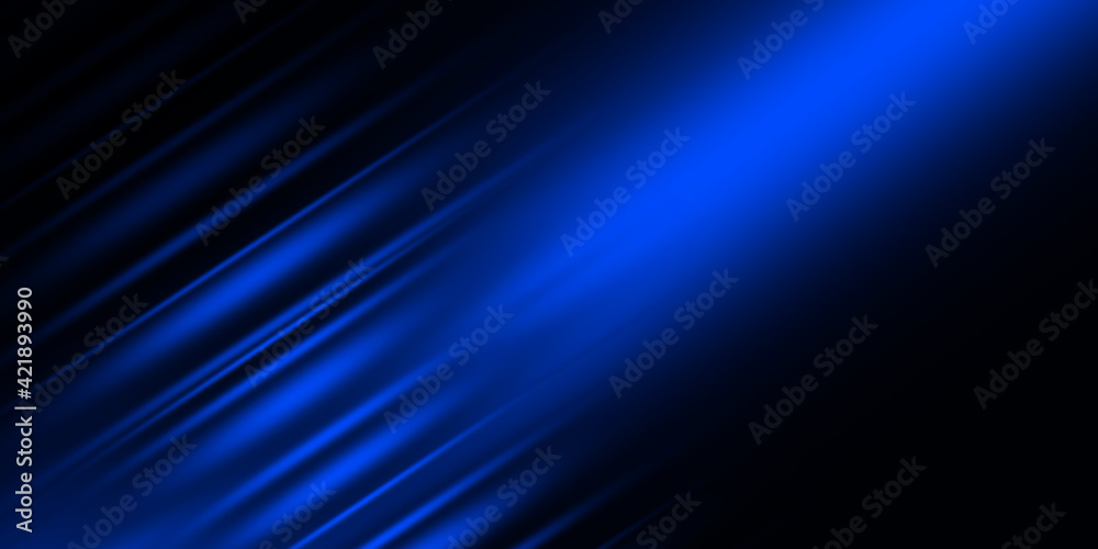 Abstract blue light trails in the dark, motion blur effect
