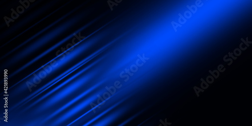 Abstract blue light trails in the dark, motion blur effect 