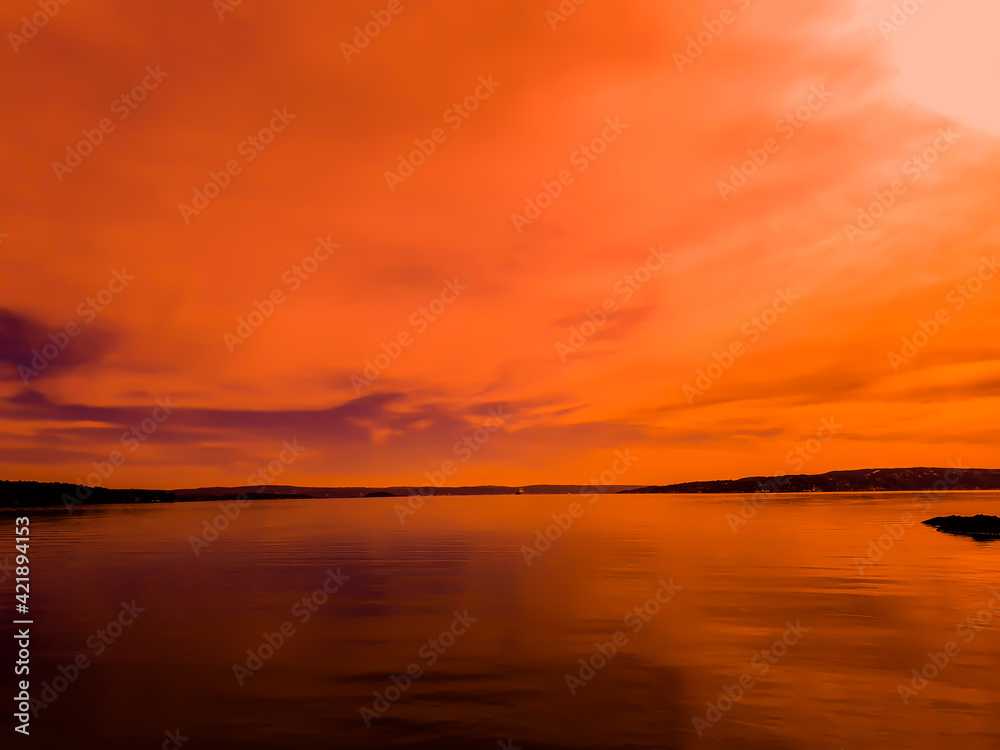 sunset over the sea - Lysaker 