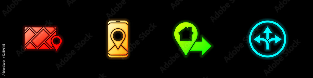 Set City map navigation, , Location with house and Road traffic sign icon. Vector Set City map navigation, , Location with house and Road traffic sign icon. Vector
