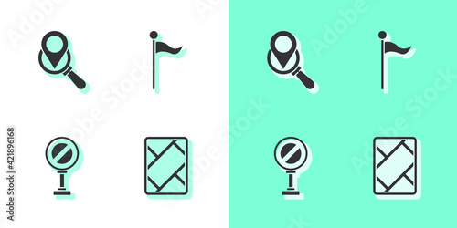 Set Gps device with map, Search location, Stop sign and Location marker icon. Vector